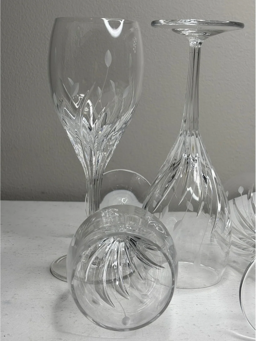 Noritake Moondust Cut & Etched Crystal Wine Goblets 7 6/8 in Tall set of 6